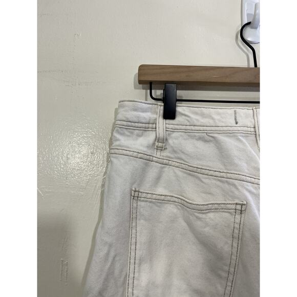 Free People Mambo Slit Denim Midi Skirt white Wash Jean Fray Hem 31 Y2K Minimal - Picture 8 of 16